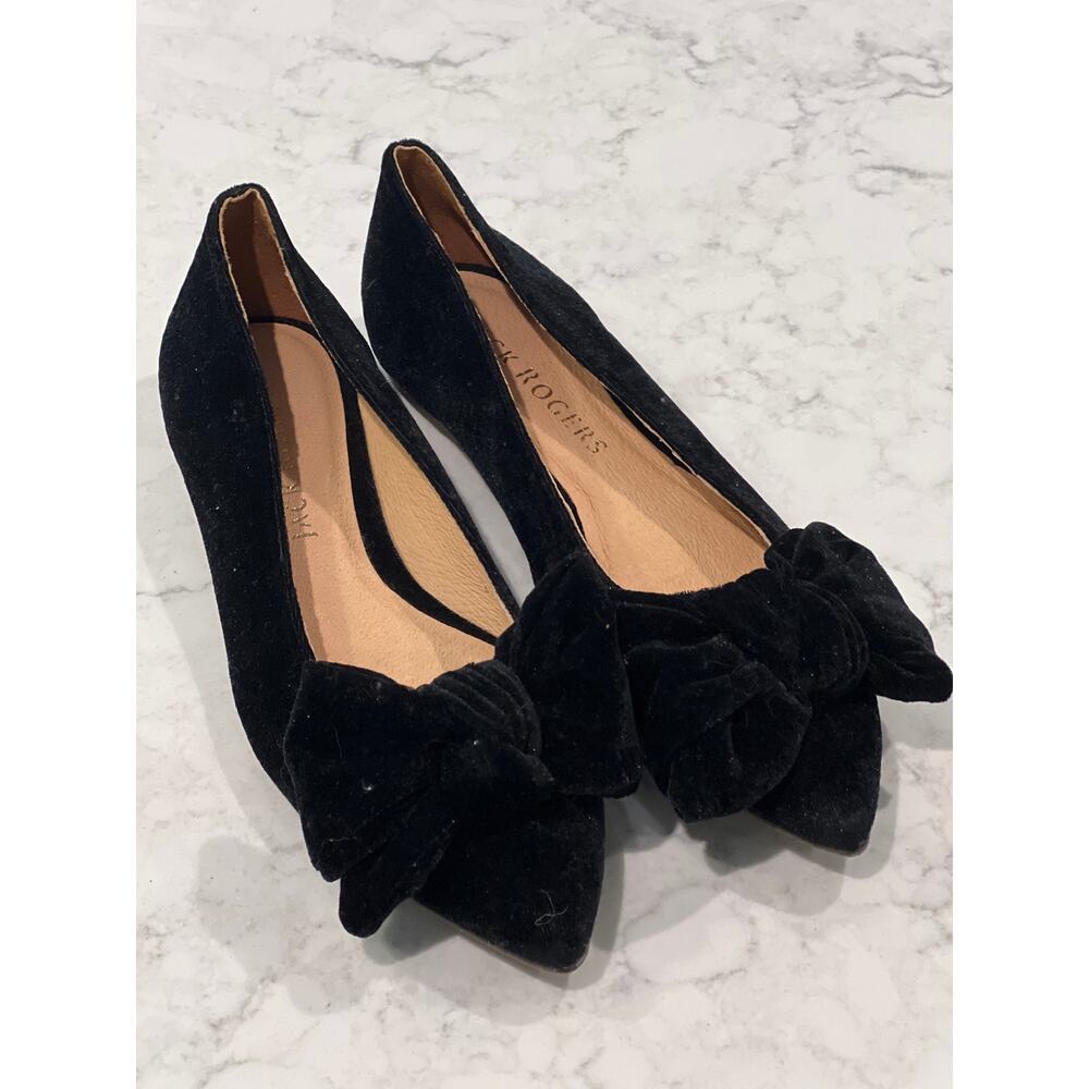 Jack Rogers Black Velvet Pointed Toe Flats with Bow